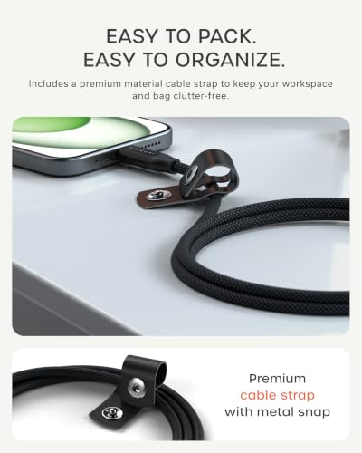 Satechi Right Angle USB-C Cable, 240W PD Charging, 3.3 Ft, Braided, Black - size: 1m