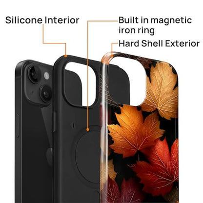 Magnetic Phone Case for iPhone 13/14,Compatible with MagSafe,Durable 2 Layers Full Covered Shockproof Protective Cover-Autumn Maple Leaves - color: Autumn Maple Leaves, size: iPhone 13/14