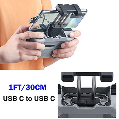 1FT USB C to USB C Remote Controller Cable for IPhone 15 Pro, DJI Mavic 3, Mini 2,Mini 3 Pro, Air 2S,Mavic Air 2, DJI RC-N1,RC Pro to Tablet Cable 90 Degree OTG Data Cord Accessories (USB C Connector) - size: 1FT(12in), style: USB C to USB C
