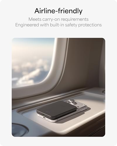 Mophie Powerstation Prime Wireless 5K Power Bank - Magnetic Wireless Portable Charger 5,000mAh Internal Battery External Battery Pack Slim Profile Travel Power Bank with Hidden Digital Display - Gray