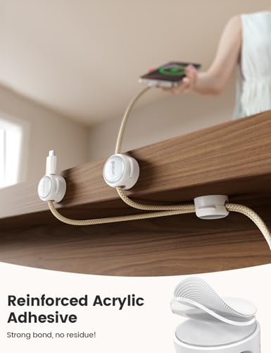 Lamicall Crystal-Clear Cable Clips & Phone Stand for Desk