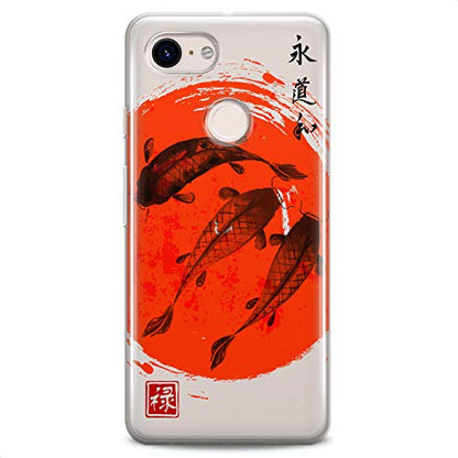 TPU Case Compatible for Google Pixel 9 8 Pro 7a 6a 5a XL 4a 5G 2 XL 3 XL 3a Koi Fish Flexible Silicone River Clear Soft Lake Japan Design Red Cute Circle Slim fit Man Print Boy Traditional - color: Japan Fishes