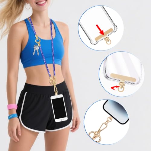 ABJFJE Crystal Phone Lanyard Crossbody & Wrist Strap Phone Strap Crossbody & Wrist Lanyard Anti Theft Phone Strap for Women - color: Royalblue