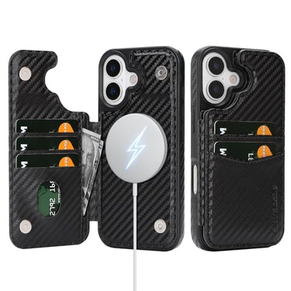 SkyEagle Compatible with MagSafe iPhone 17 Case Wallet,Carbon Black | Magnetic Clasp,RFID Blocking,PU Leather,Flip Folio Shockproof Phone Cover,with Credit Card Slots & Kickstand for Men & Women - color: Carbon Black, size: iPhone 17 - 6.3"
