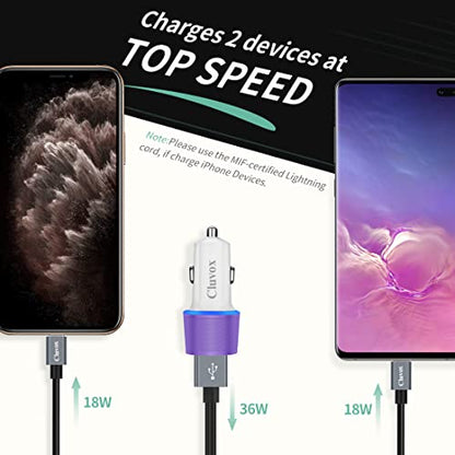 36W Rapid USB Car Charger for Samsung Galaxy S26/S25/A57/A56/A37/A36-Purple - color: Purple, size: 3.3ft cable