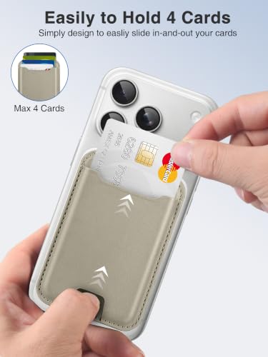 TopMade for MagSafe Wallet, Strongest Magnetic Phone Wallet, 4 Cards Holder - color: Khaki