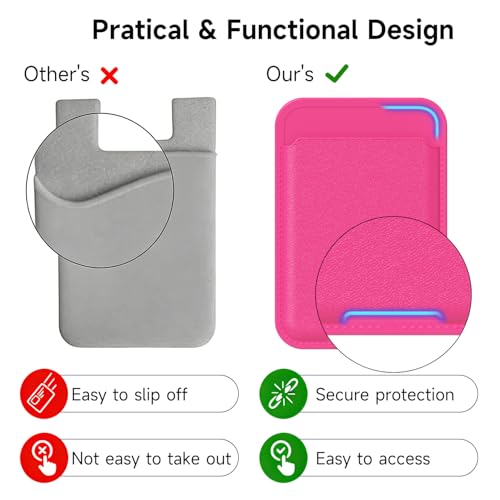 oakxco Phone Wallet Stick On, Slim Thin Adhesive ID Credit Card Holder Wallet Pocket Back of Phone Case, Hard Shell Plastic Sleeve Sticky Card Wallets Pouch for iPhone Samsung Pixel, Neon Hot Pink - color: Hot Pink