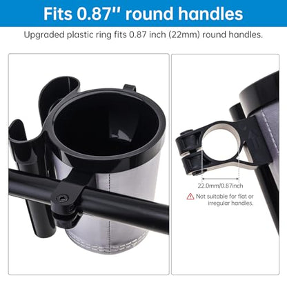 3-in-1 Universal Bike Cup Holder with Cell Phone Case Keys Hook, Black Gray - color: black gray