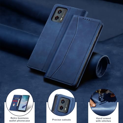 Jasonyu Flip Wallet Case for Moto G 5G (2023),Leather Magnetic Folio Cover with Card Holder,Kickstand - TPU Shockproof Durable Protective Phone Case,Blue | PU Leather Magnetic Folio Cover,with Card Holder,Kickstand,TPU Shockproof,Durable,Protective Phone