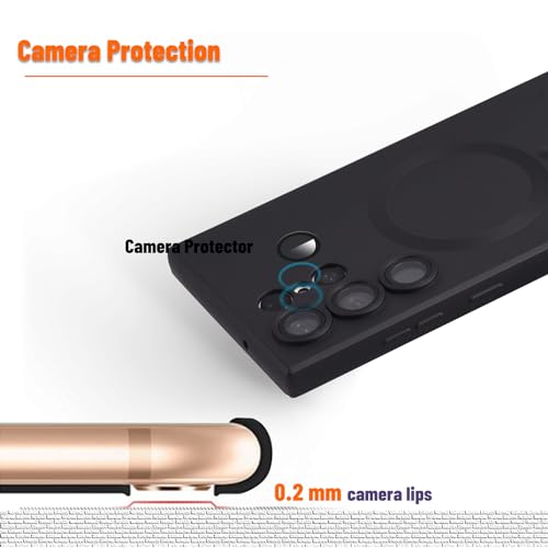 Magnetic for Samsung Galaxy S24 Ultra Case,Soft Silicone Samsung S24 Ultra Phone Case with Camera Protection,Slim Fit Anti-Scratch Samsung S24 Ultra Case Cover Compatible with MagSafe,Black - color: Black, size: S24 Ultra