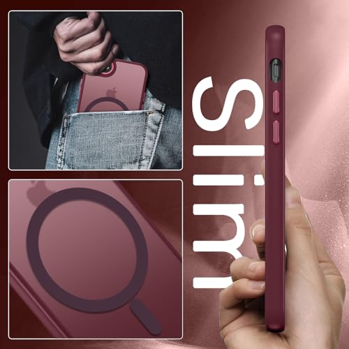 DUEDUE for iPhone 8 Plus Case, iPhone 7 Plus Case Magnetic[Compatible with Magsafe], Translucent Matte Back Protective Cover Shockproof Phone Case for iPhone 7 Plus/8 Plus, Plum - color: Plum Color