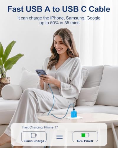 iPhone 17 17e 16 CarPlay Cable, 3FT/2Pack USB to USB C Apple Car Play Cord - size: 3FT
