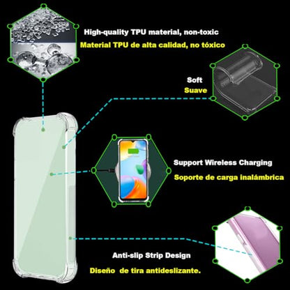 USTIYA Case for Tecno Spark 20 Pro+ Pro Plus Clear TPU Four Corners Military-Grade Protection Cover Transparent Soft funda