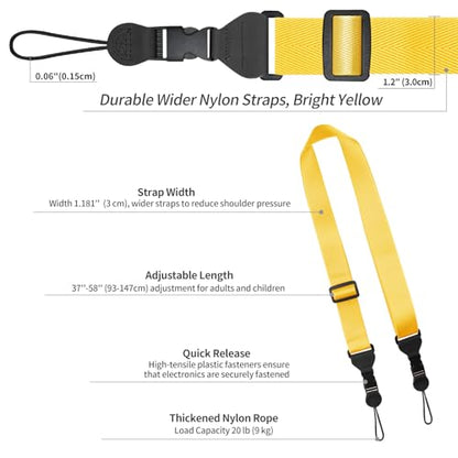 FIEIL 5 Pack Nylon iPad Strap, Adjustable Camera Neck Strap, Comfortable Shoulder Strap for iPad, Cellphone Tablet, Camera, Laptop, Binocular, Luggage Bag(Bright Yellow Universal Neck Lanyard) - size: 5 Pack Bright Yellow