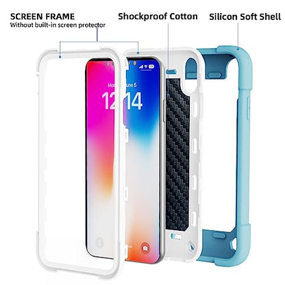 MARKILL Compatible with iPhone X/iPhone Xs Case 5.8 Inch with Ring Stand, Heavy-Duty Military Grade Shockproof Phone Cover for iPhone X/XS. - color: Ice Blue, size: iPhone X/iPhone XS 5.8"