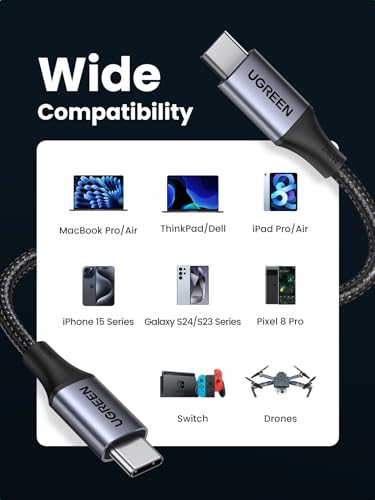 UGREEN 240W USB C to USB C Cable, Fast Charging Cable, 3.3ft, Black - size: 3.3FT