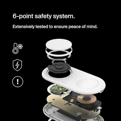 Belkin Qi2 15W 2 in 1 Wireless Charging Pad with USB-C Port - color: White, style: 2 in 1