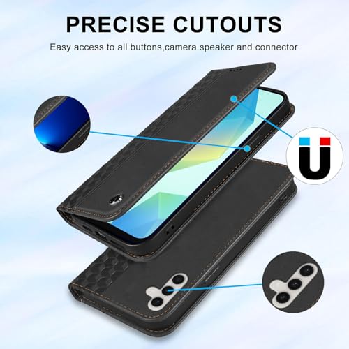 Wallet Case for Samsung Galaxy A26/A16 5G 6.7 inch 2025/2024 - PU Leather Flip Cover with Card Holder Slots, Strong Magnetic Folio Phone Case, Black - color: Black, size: Samsung Galaxy A26/A16 6.7"