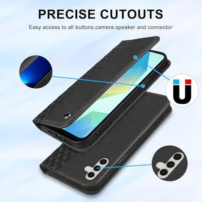 Wallet Case for Samsung Galaxy A26/A16 5G 6.7 inch 2025/2024 - PU Leather Flip Cover with Card Holder Slots, Strong Magnetic Folio Phone Case, Black - color: Black, size: Samsung Galaxy A26/A16 6.7"