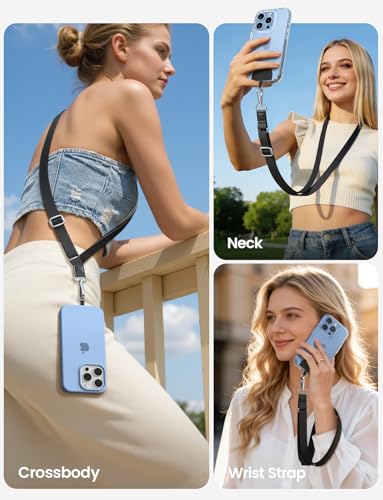 Lamicall Phone Lanyard Crossbody, Wide Adjustable Anti-Theft Strap 2 Pack - color: 1-black