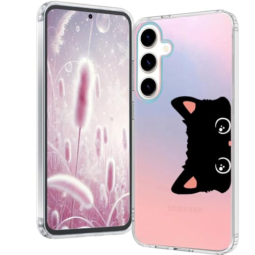 for Samsung Galaxy S25 Case: Clear Matte Cute Flowers Floral Design for Girls Women Slim Soft TPU Bumper Shockproof Silicone Cell Phone Cover (Cat Ear) - color: Fun Cat Ear, size: for Galaxy S25
