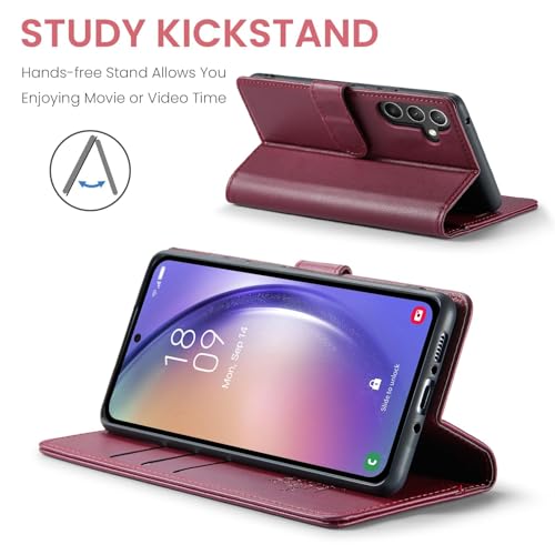 FLIPALM Wallet Case for Samsung Galaxy A16 5G, Red | Card Holder, RFID Blocking, PU Leather Folio Flip, Kickstand, Protective Shockproof Cover - color: Red