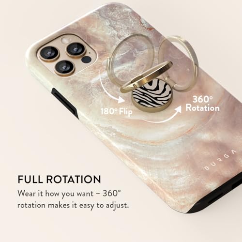 BURGA Cell Phone Ring, Holder Grip and Stand - Finger Phone Grip for Back of Smartphone Case, Kickstand 360 Rotation, Universal Ring for iPhone Samsung Galaxy Huawei Google Pixel, Stylish Accessories - color: Imperial, style: Gold