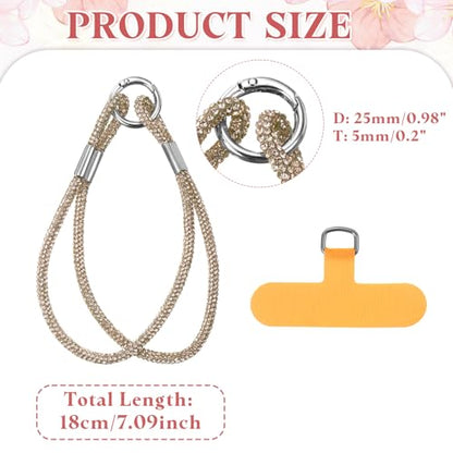 uxcell Phone Lanyard, Phone Wrist Rhinestone Strap Woven Lanyards Anti Theft Wristlet Straps with Tether Tabs - color: Yellow