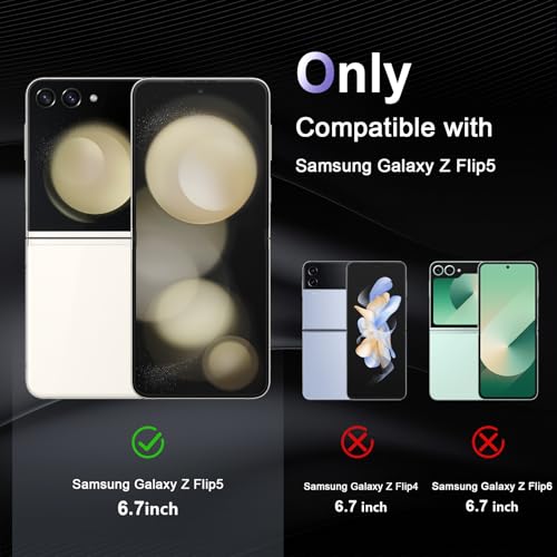 Case for Samsung Galaxy Z Flip 5, Military Grade Drop Protection Phone Case, Yellowing Resistant, Anti-Scratch Hard PC Back, Shockproof Hard Ultra-Thin Protective Cover, Clear - size: Samsung Galaxy Z Flip5
