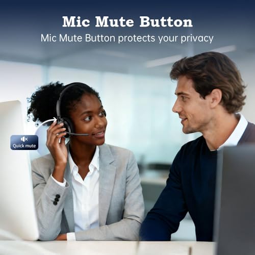 Bluetooth Wireless Headset with Mic for Work, Advanced Noise Reduction Microphone, Clear Calls - Comfortable On-Ear Headphones, Bluetooth 5.3, Applicable to PC, Zoom(Without USB Dongle)