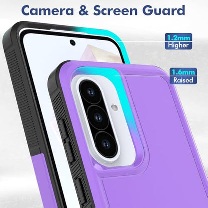 for Samsung Galaxy A37 / Galaxy A36 5G / Galaxy A57 5G Case: Dual Layer Protective Heavy Duty Cell Phone Cover Shockproof Rugged with Screen Protector - Military Protection Bumper Tough, Purple - color: Purple (PC) + Black (TPU)