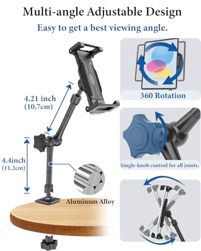 Tablet Stand for iPad, Adjustable Aluminum Desk Mount for 6-15.6" Devices