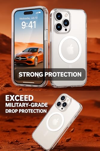 C&M Design for iPhone 16 Pro Clear Case: 16 Pro Phone Clear Case Magnetic Military Grade Drop Protection Anti Yellowing Cell Phone Cover - Rugged Shockproof Protective Bumper Transparent Cases(Clear)