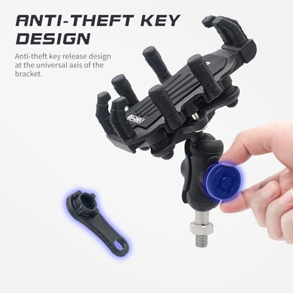 HXBER Motorcycle Phone Mount, Motorcycle Phone Mount Holder with Vibration Dampener Anti-Theft Motorcycle Cell Phone Holder 360° Adjustable Rotation Motorbike M10 Ball Head Mount