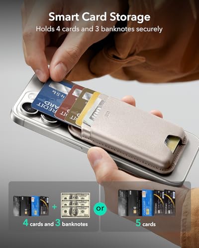 ESR for MagSafe Wallet, 5 Card Holder for Phone Case, RFID Blocking | MagSafe Sticker Included, Slim Magnetic Wallet for iPhone 17e/17/16/15/14/13/12, Selected Samsung Galaxy, Desert Titanium - color: Desert Titanium