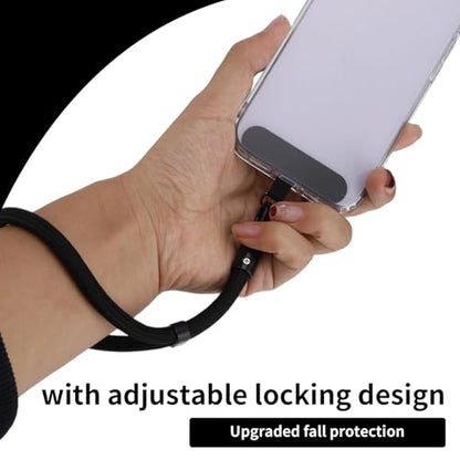 Phone Wrist Strap with Tether Tab, Anti-lossing Phone Lanyard Mobile Equipment Strap Adjustable Wristlet - color: Black