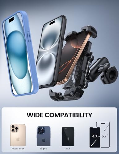 Lamicall Motorcycle Phone Mount Holder with Dual Vibration Dampener - color: Black