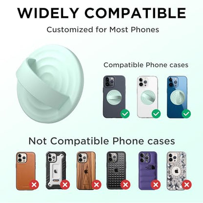 Magnetic Phone Grip for MagSafe, Silicone Ring Grip, Mint Green - color: Mint Green