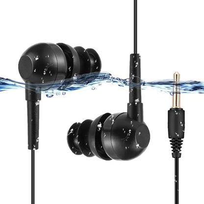 AGPTEK IPX8 Waterproof in-Ear Earphones, Coiled Cable Swimming Earbuds