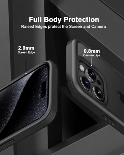 Mobnano Compatible with iPhone 15 Pro Case, with Multicolor Protective Shockproof Bumpers, Crystal Clear Back Not Yellowing Anti-Scratch Hard PC Back & Soft Silicone TPU Frame Cover - Black - color: Black, size: iPhone 15 Pro