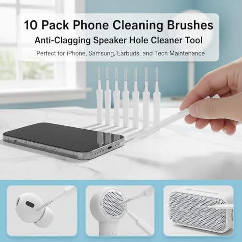 10 Pack Phone Cleaning Brushes Anti-Clogging Speaker Hole Cleaner - color: 10PCS- White Cleaning Tools