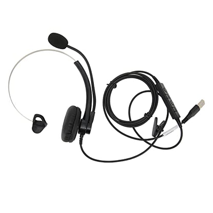 One Ear Wired Headset with Noise Cancelling for Crystal Clear HD Calls in Call Center Office (USB Interface) - size: USB-Schnittstelle