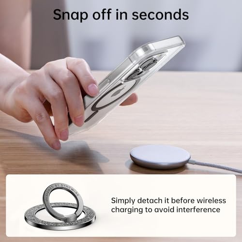 Syncwire Magnetic Phone Grip for MagSafe,Sparkle Ring Holder,Black Diamond - color: Black Diamond
