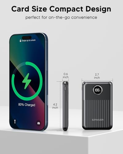 Portable Charger,Ultra Slim 10000mAh 22.5W Power Bank,USB C in/Output Fast Charging Mini Battery Pack Compatible with iPhone 17 16 15 14 Samsung S23 S22 S21 Google iPad etc (Black) - color: Black