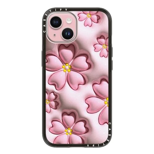 CASETiFY for iPhone 15 Case - Compact Compatible with MagSafe | Slim and Sleek | 4ft. 2x Military Grade Drop Protection | Sakura | Black - color: 36. Sakura, size: Iphone 15 (Magsafe)