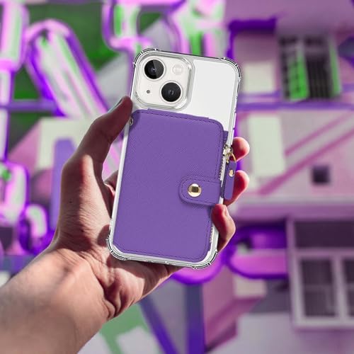 Phone Wallet Stick On, Credit Card Holder for Women Attachable 3M Sticker | Card Holder for Phone case Stick on Attachable Credit Card Holder for Phone (Compatible with Most Smartphones) (Dark Purple) - color: Dark Purple