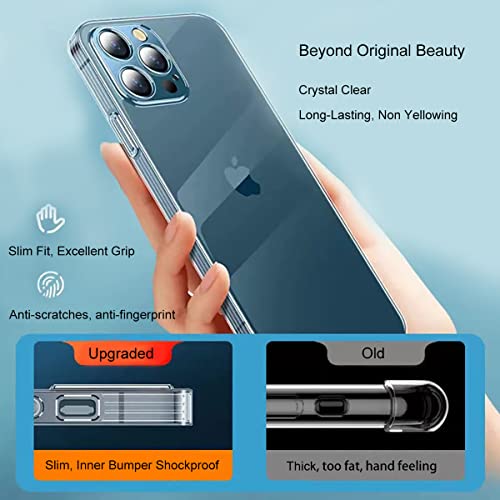 ZEZHOU Design for iPhone 12 Pro Max Clear Case, No Yellow, Electroplated Edge, Upgraded Shockproof Inner Silicone Bumper Cover, Slim Thin Phone Case for iPhone 12 Pro Max 6.7", Black - color: Soft Clear - Black, Slim Yet Protective