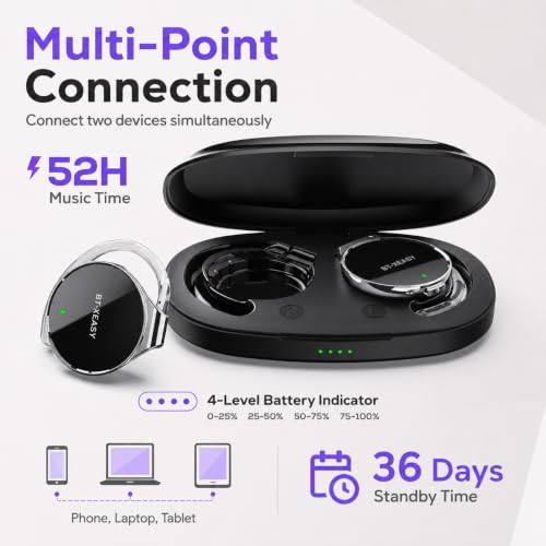Micool On Ear Bluetooth Headphones, Open-Ear Headphones Wireless with 4-Mic ENC for Crystal Clear Calls, 52H Total Battery, Dual Device, Sport Clip On Headset for Running & Travel (Pure Black)