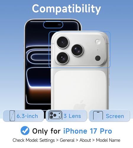USLAI Case for iPhone 17 Pro, Anti-Yellowing, Crystal Clear Back, Shockproof & Military‑Grade Drop Protection - Transparent - color: Clear, size: iPhone 17 Pro