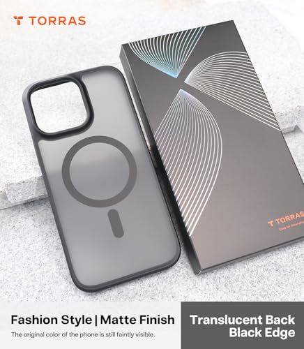 TORRAS Stronger Magnetic for iPhone 16 Pro Case, Translucent Matte Black | Compatible with MagSafe, Military Grade Drop Protection, Shockproof Airbag, Camera Control, Color Buttons, Slim Anti-Scratch - color: Black